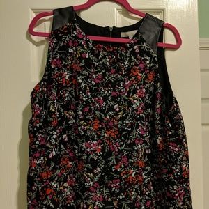 Floral Chiffon/Leather Top Banana Republic